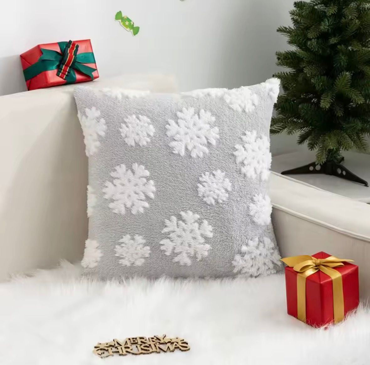 3D Plüsch-Schneeflocken Kissenbezug ❄️🛋️