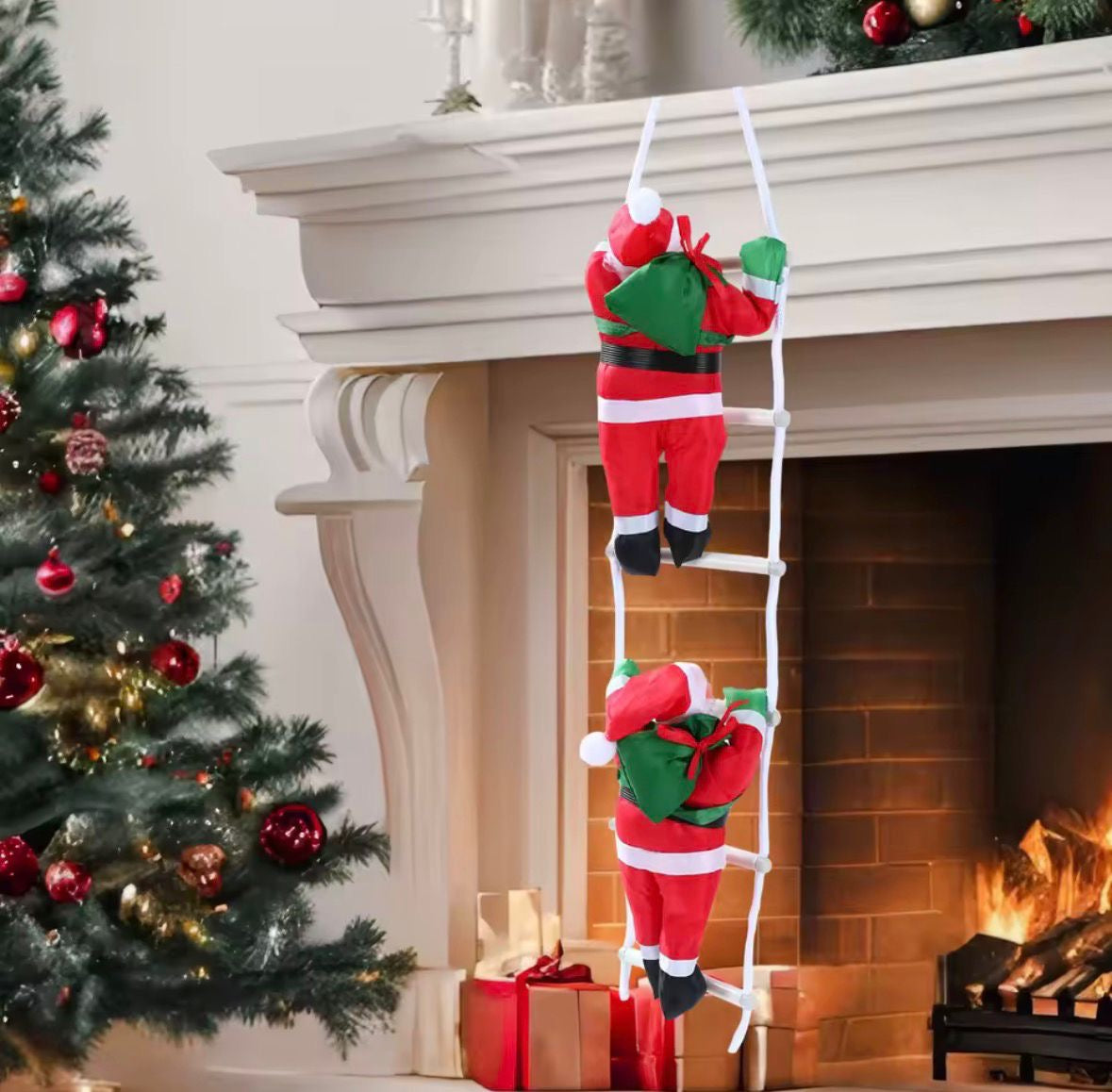 Kletternder Weihnachtsmann 🎅🪜 – Hingucker für Baum & Kamin