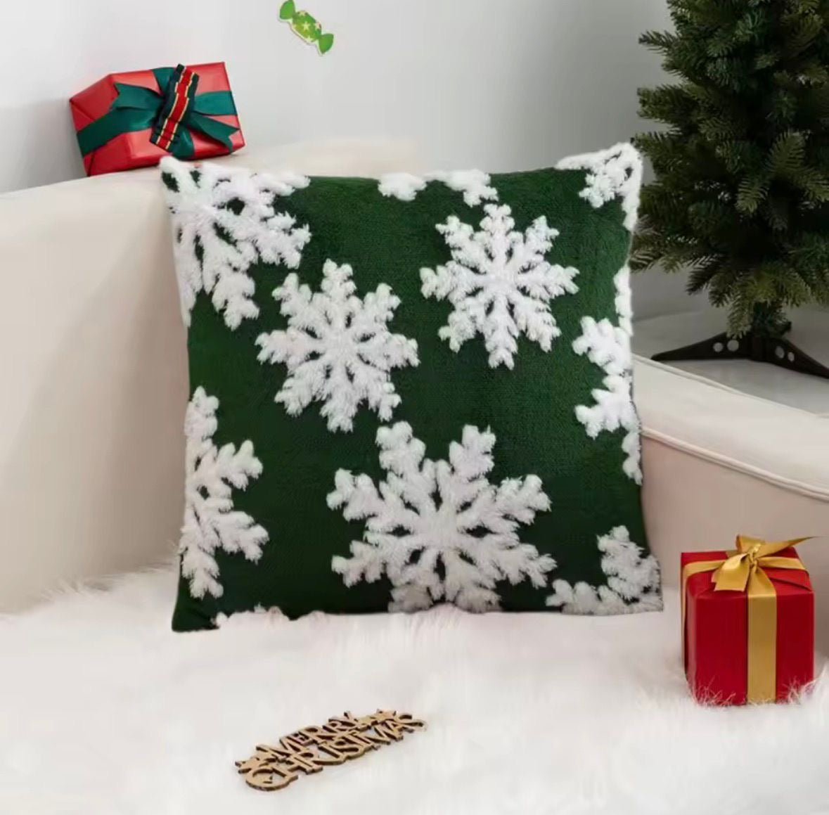 3D Plüsch-Schneeflocken Kissenbezug ❄️🛋️