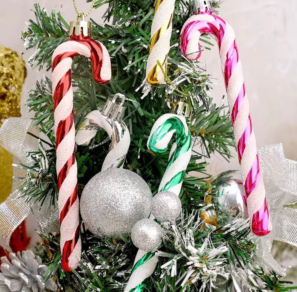 Zuckerstangen Anhänger 🍭🎄 – 6er-Set, bruchsicher