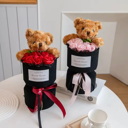 Rosenbox „Teddy Love“ – Ewige Rosen & Plüschbär