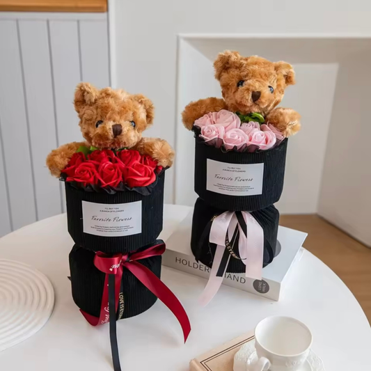 Rosenbox „Teddy Love“ – Ewige Rosen & Plüschbär