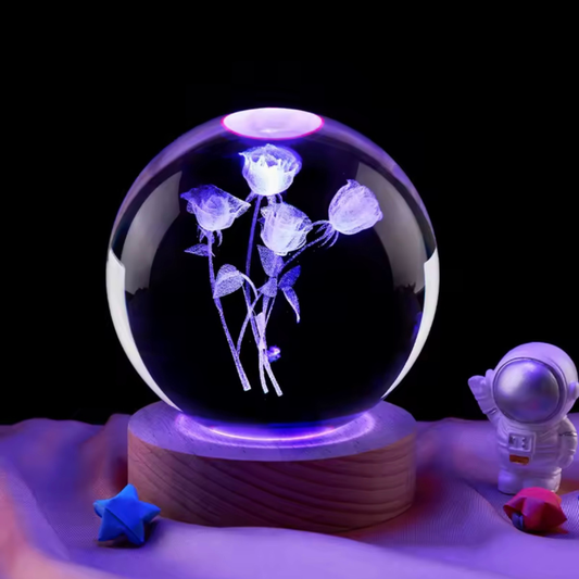 Kristall-Kugel „Rose“ – LED Nachtlicht