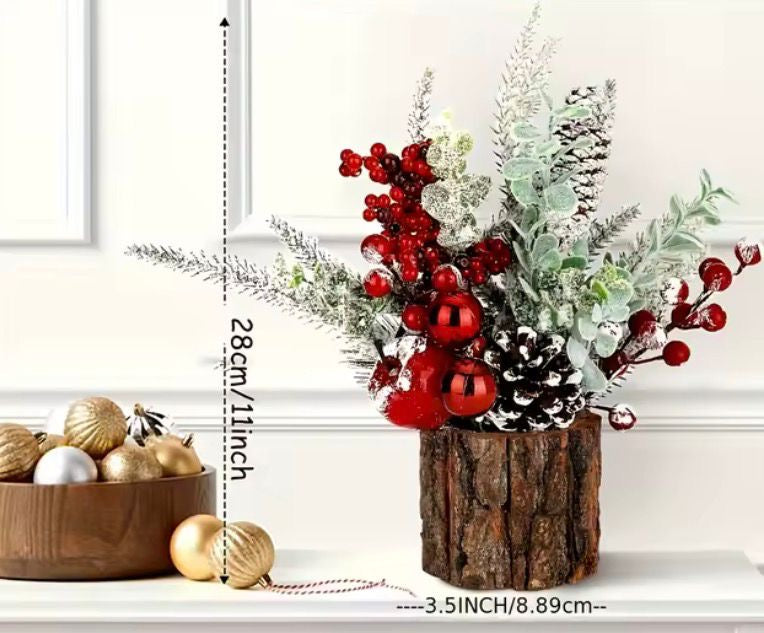 Sofort festliche Tischdeko 🎄 – Mini-Weihnachtsbaum mit Beeren & Zapfen