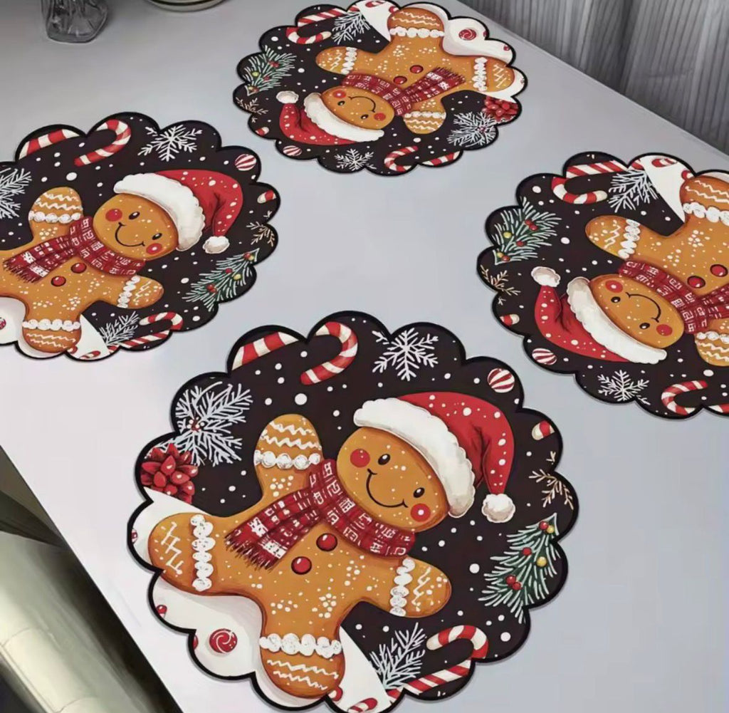 🎄 Weihnachts-Tischsets (4er-Set) – rutschfest & hitzebeständig