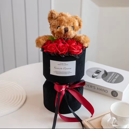 Rosenbox „Teddy Love“ – Ewige Rosen & Plüschbär