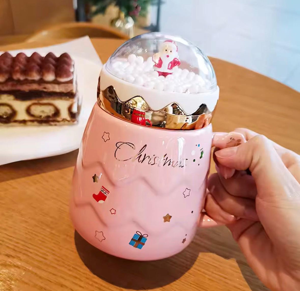 🎄 Weihnachtsbecher – Keramik mit Deckel