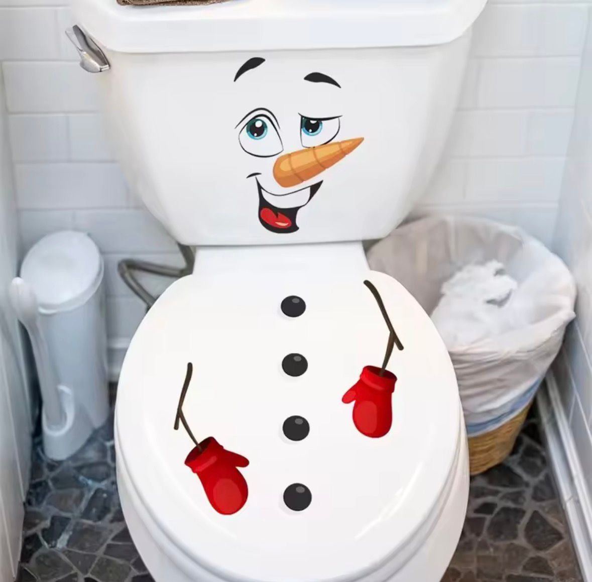 Schneemann WC-Deko ⛄ – schnell drauf, leicht ab