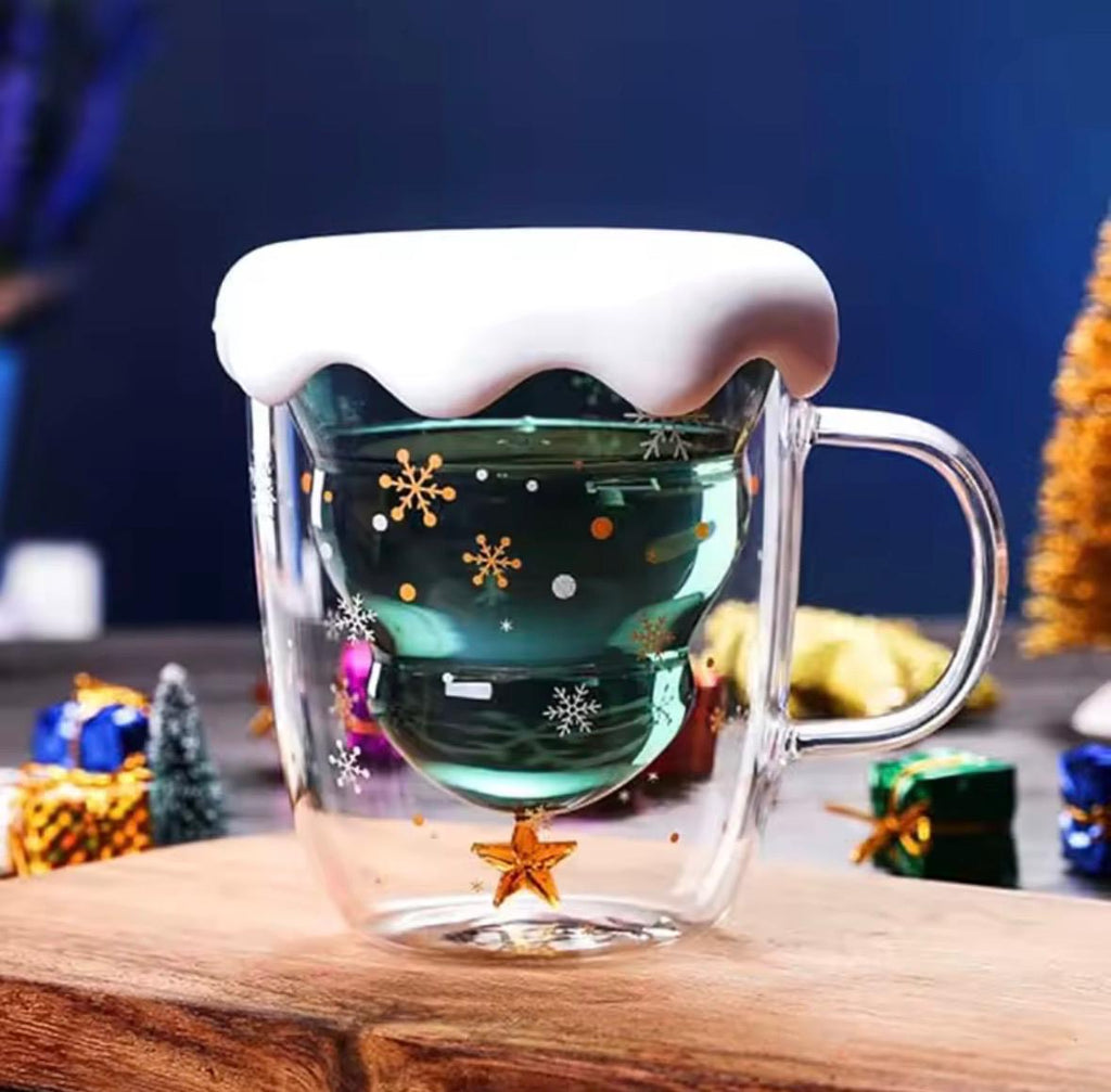 Weihnachtsbaum-Glas (doppelwandig) mit Deckel