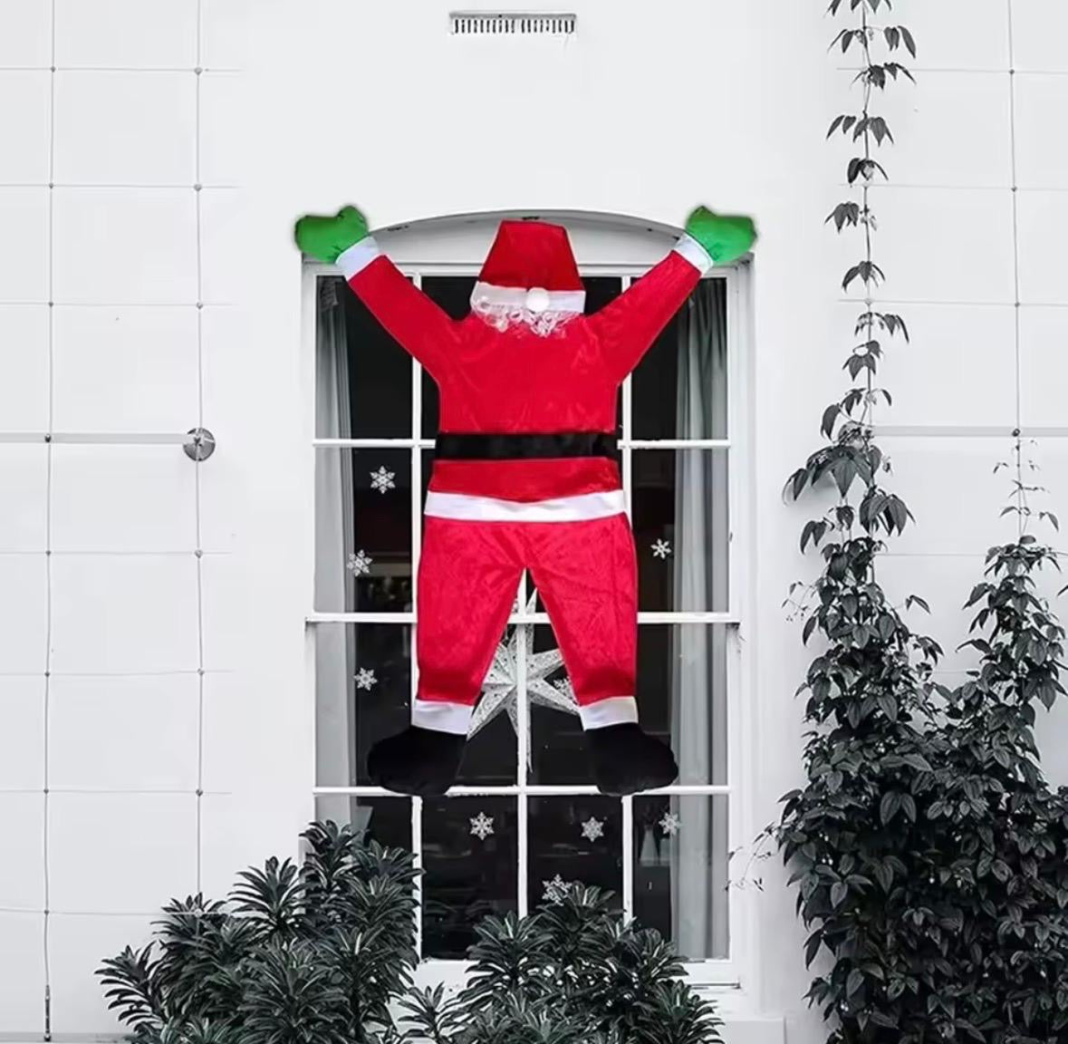 Kletternder Weihnachtsmann – 1,7 m Hänge-Deko für Fenster, Balkon & Kamin