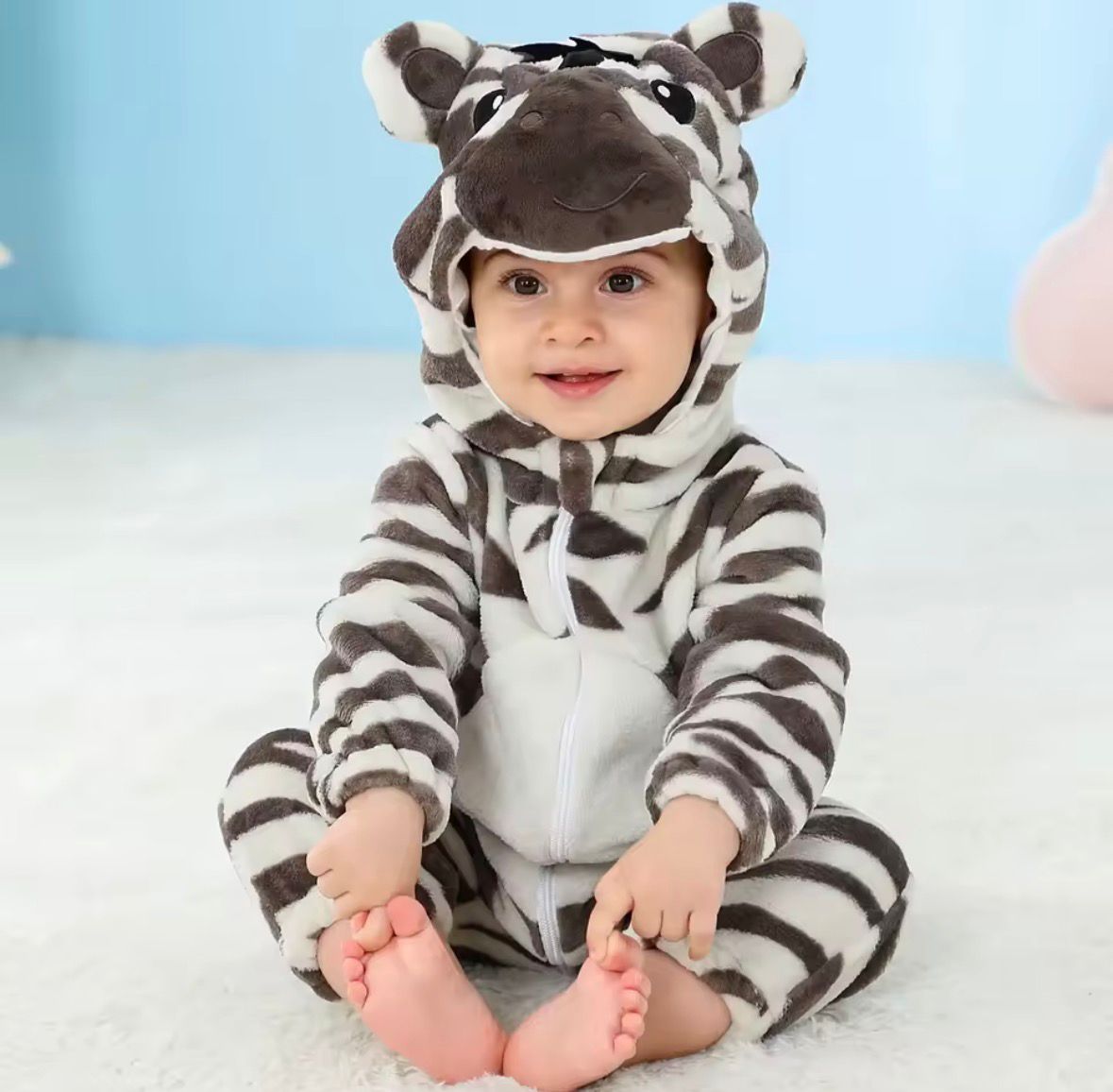 Kuscheliger Plüsch-Overall für Babys & Kleinkinder: warm gefüttert, kapuze mit Ohren