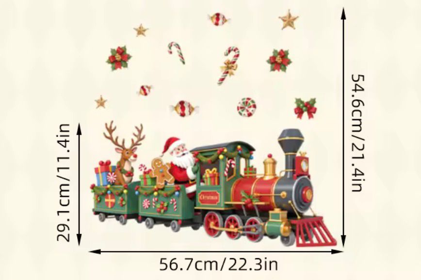 Weihnachtszug Wandsticker 🎅🚂 – selbstklebend, spurlos abziehbar