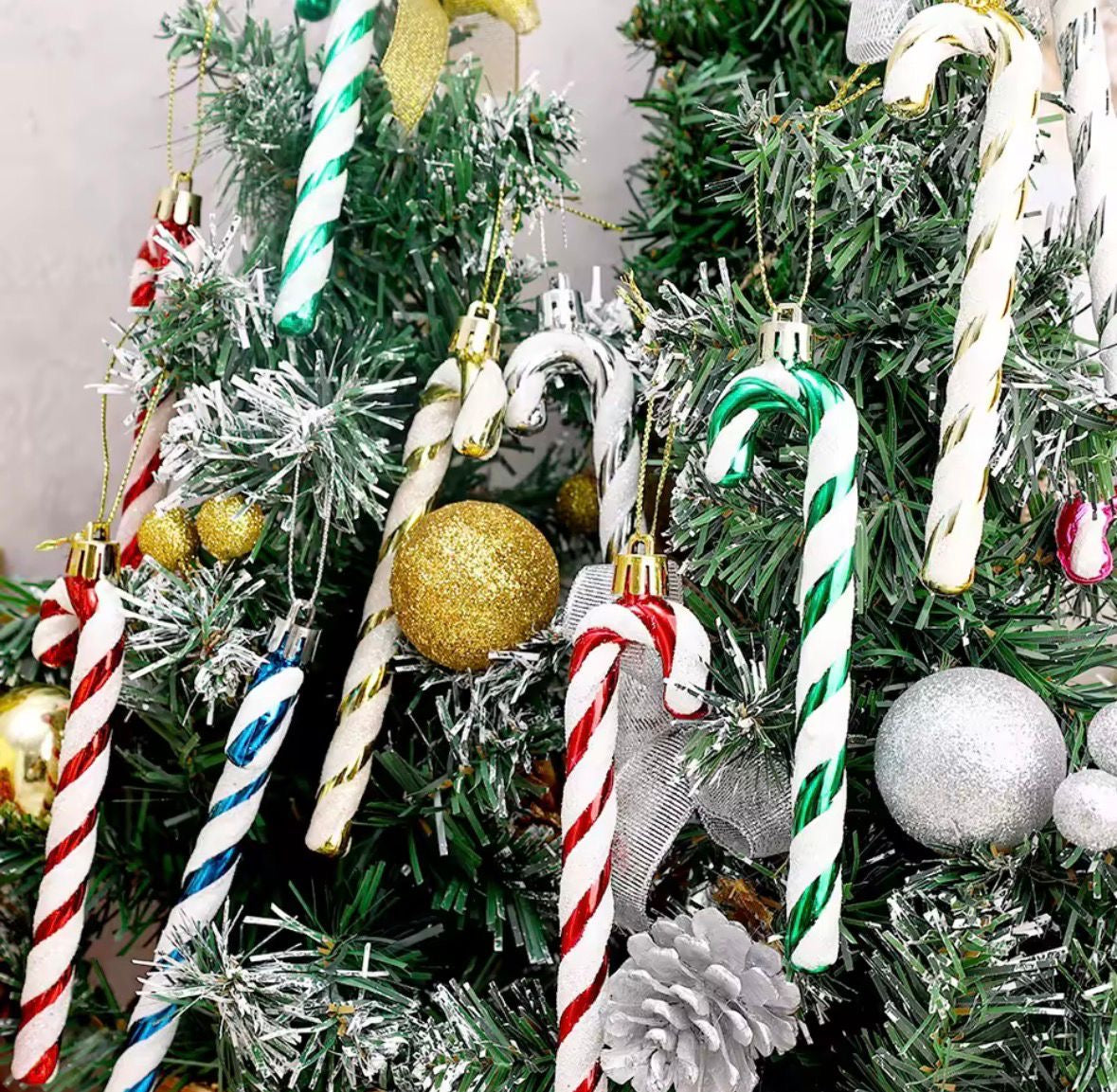Zuckerstangen Anhänger 🍭🎄 – 6er-Set, bruchsicher