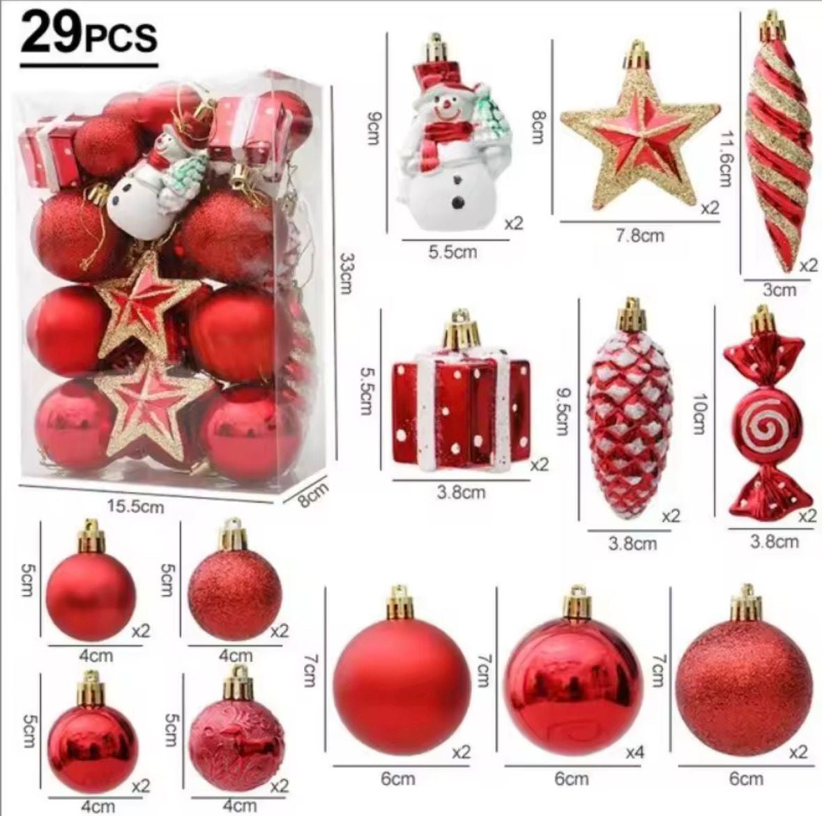 Weihnachtskugel-Set 🎄✨ – 20/29 Stk., bruchsicher & leicht