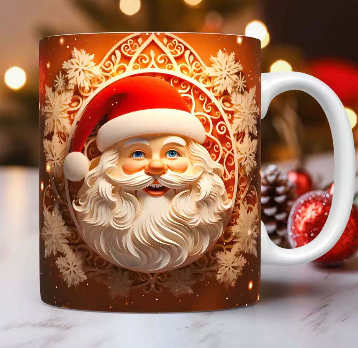 Weihnachtsmann Keramik-Tasse (3D)