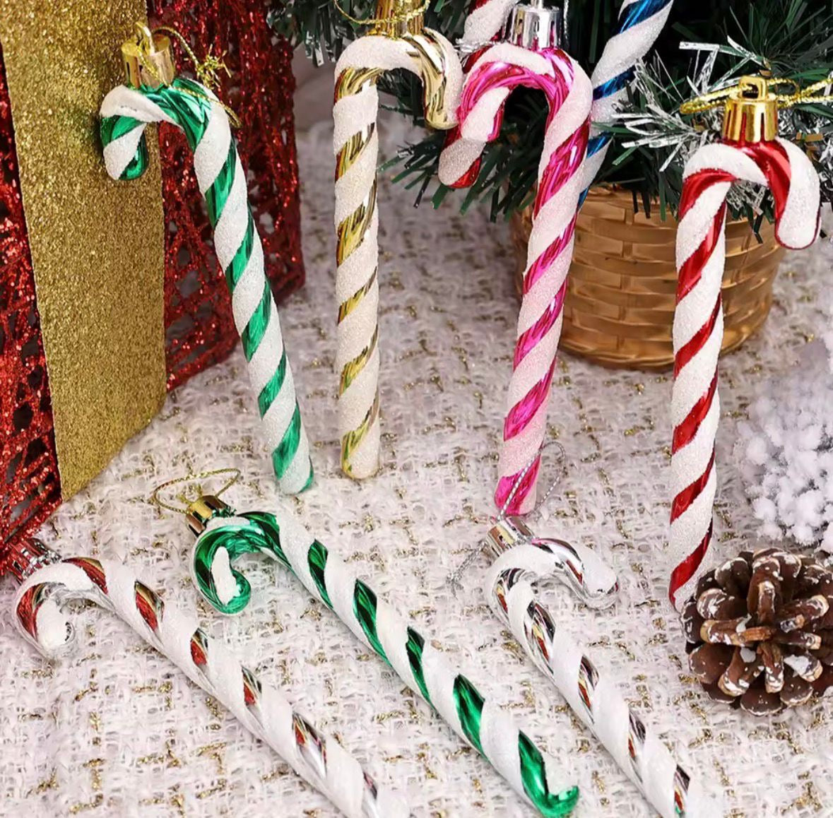 Zuckerstangen Anhänger 🍭🎄 – 6er-Set, bruchsicher