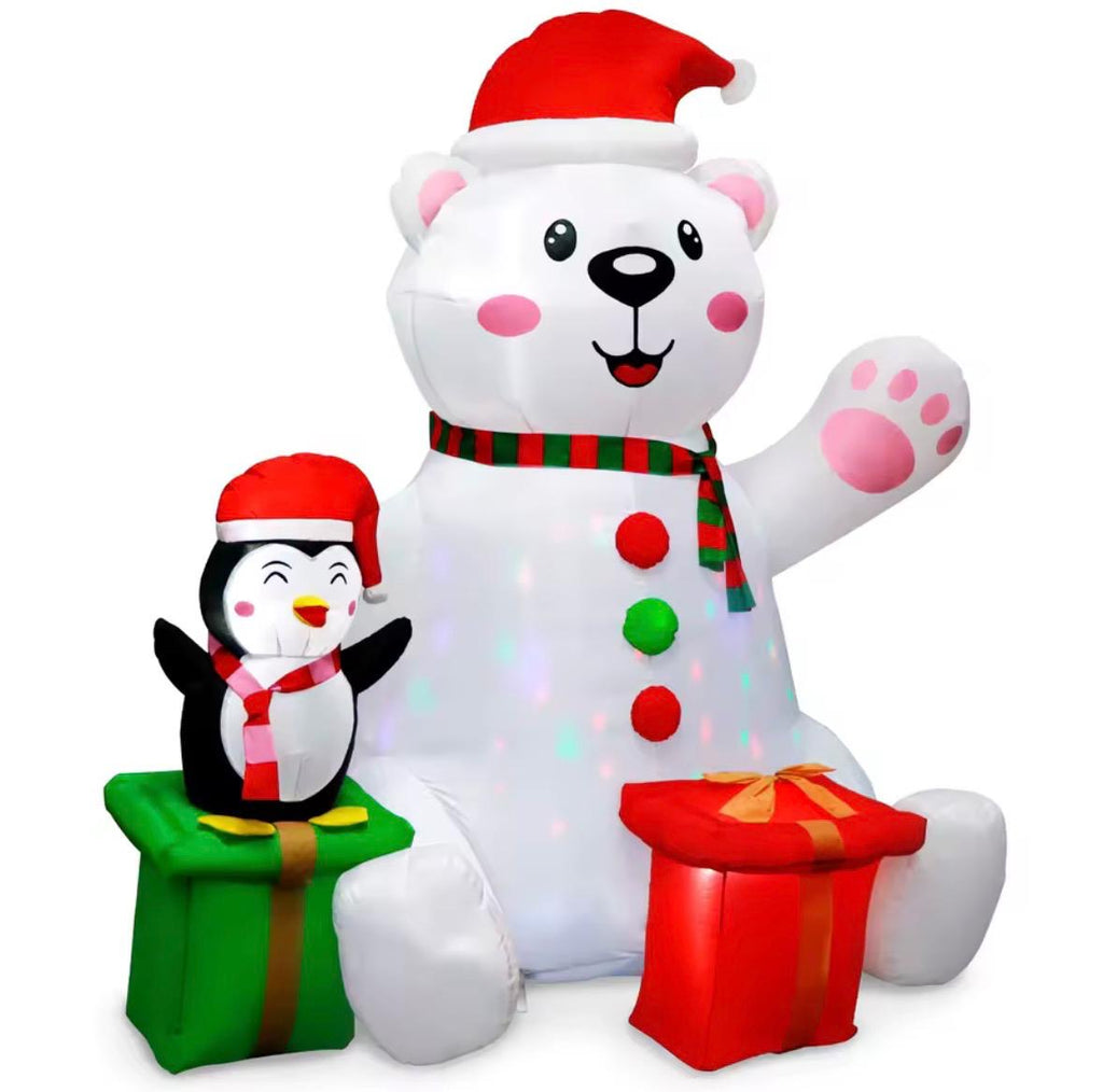 🎄 Aufblasbarer Eisbär mit Pinguin (LED)