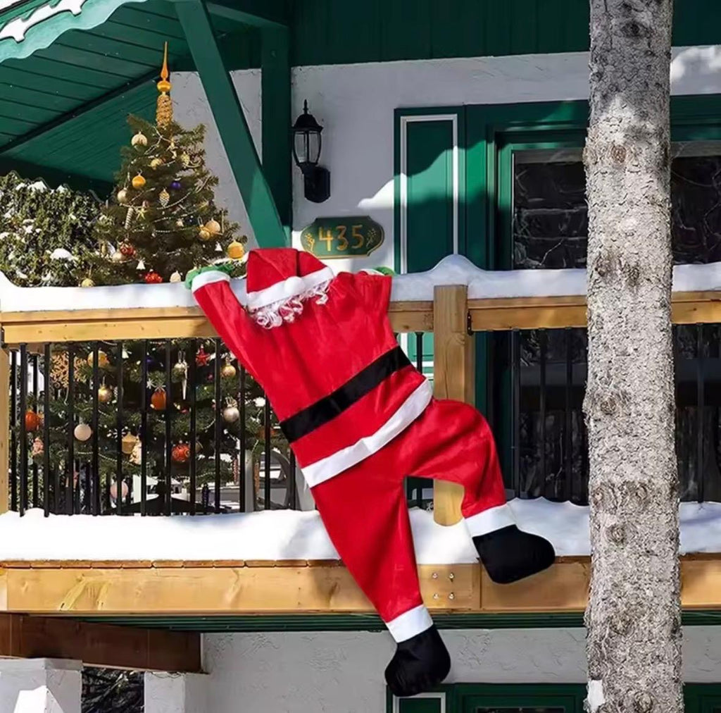 Kletternder Weihnachtsmann – 1,7 m Hänge-Deko für Fenster, Balkon & Kamin