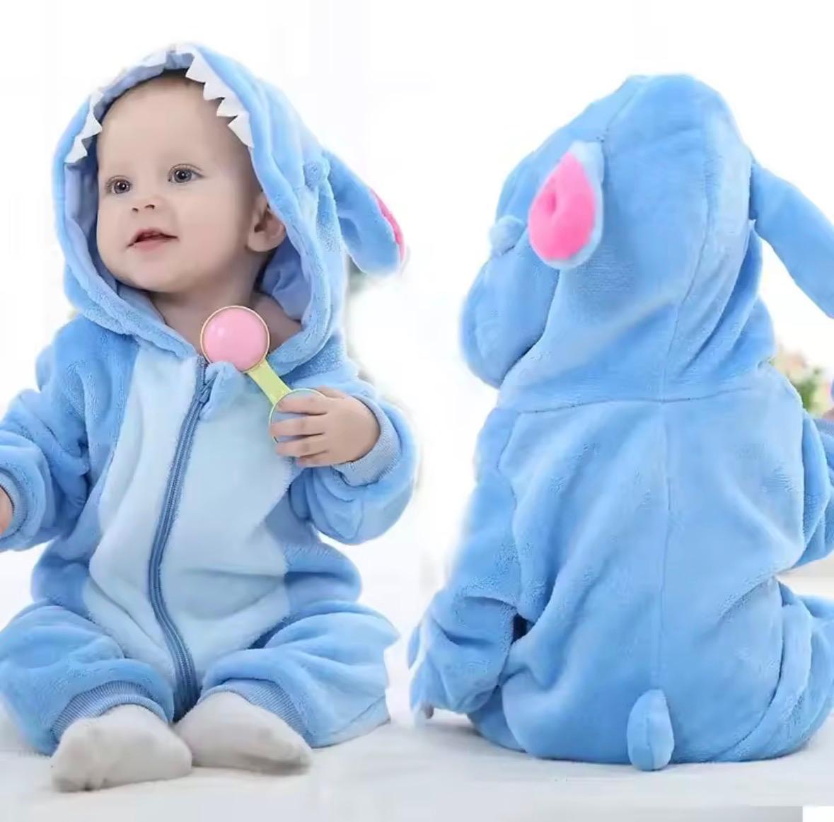 Kuscheliger Plüsch-Overall für Babys & Kleinkinder: warm gefüttert, kapuze mit Ohren