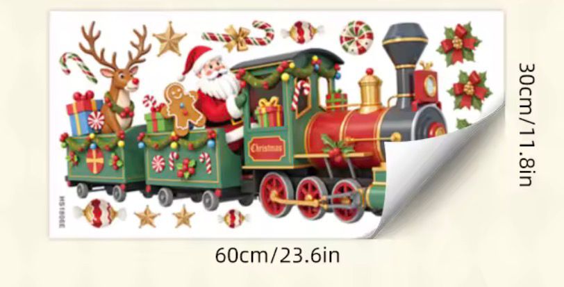Weihnachtszug Wandsticker 🎅🚂 – selbstklebend, spurlos abziehbar