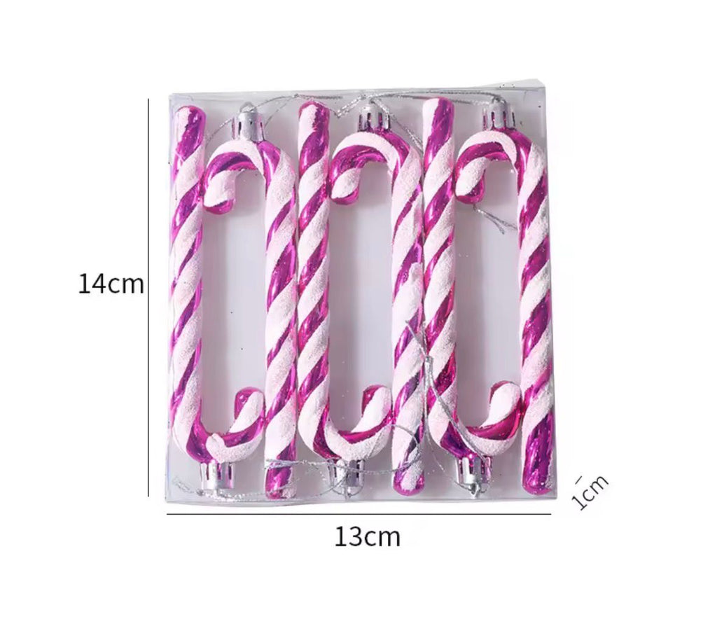 Zuckerstangen Anhänger 🍭🎄 – 6er-Set, bruchsicher