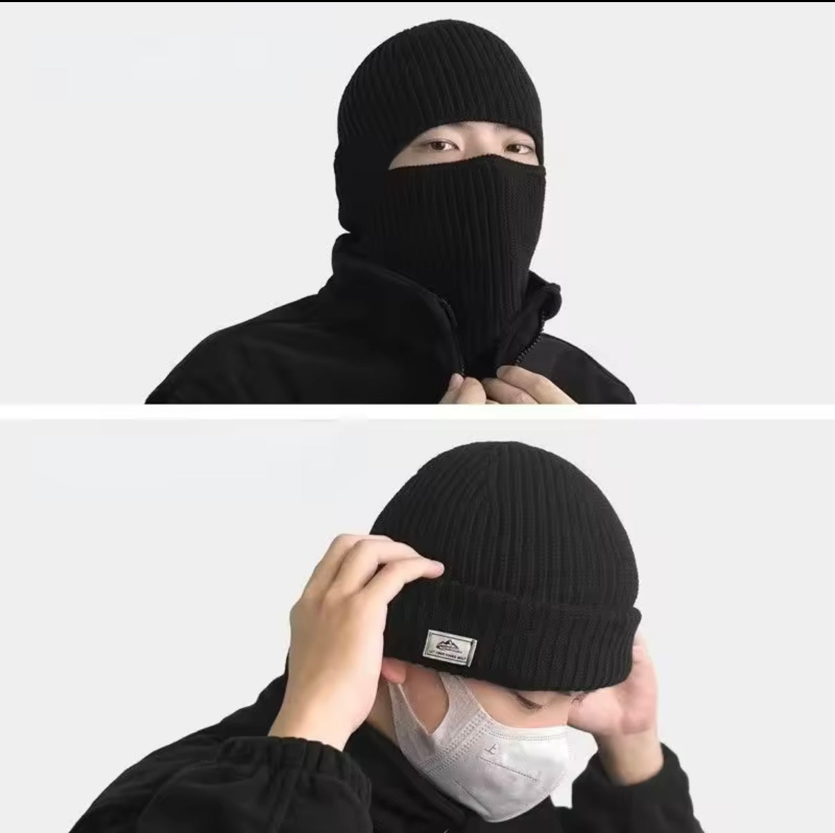 2-in-1 Maske-Beanie Herbst/Winter – Balaclava Mütze, Gesichts- & Ohrenschutz