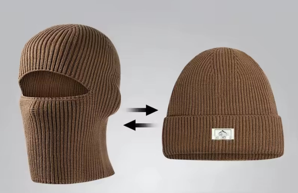 2-in-1 Maske-Beanie Herbst/Winter – Balaclava Mütze, Gesichts- & Ohrenschutz
