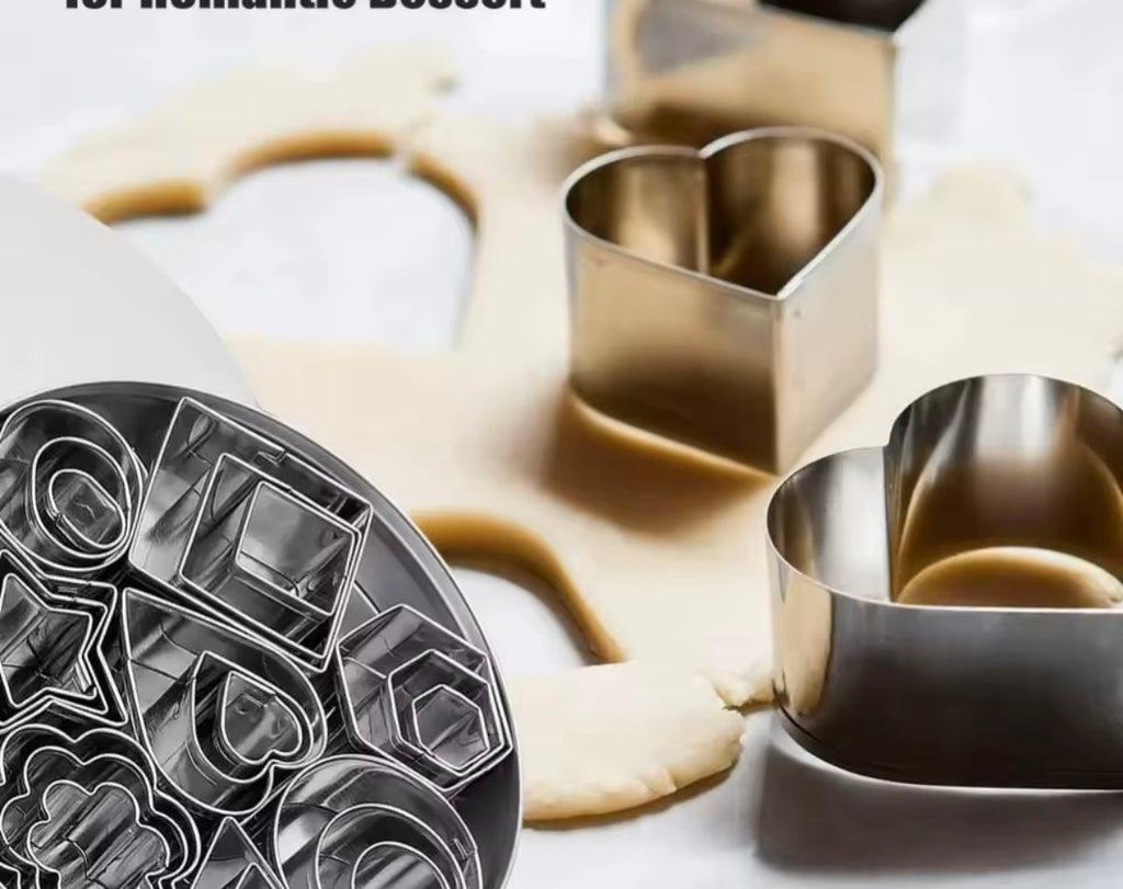 Multiteiliges Set Geometrische Cookie Cutter & Obst-Werkzeuge – Edelstahl Backformen DIY