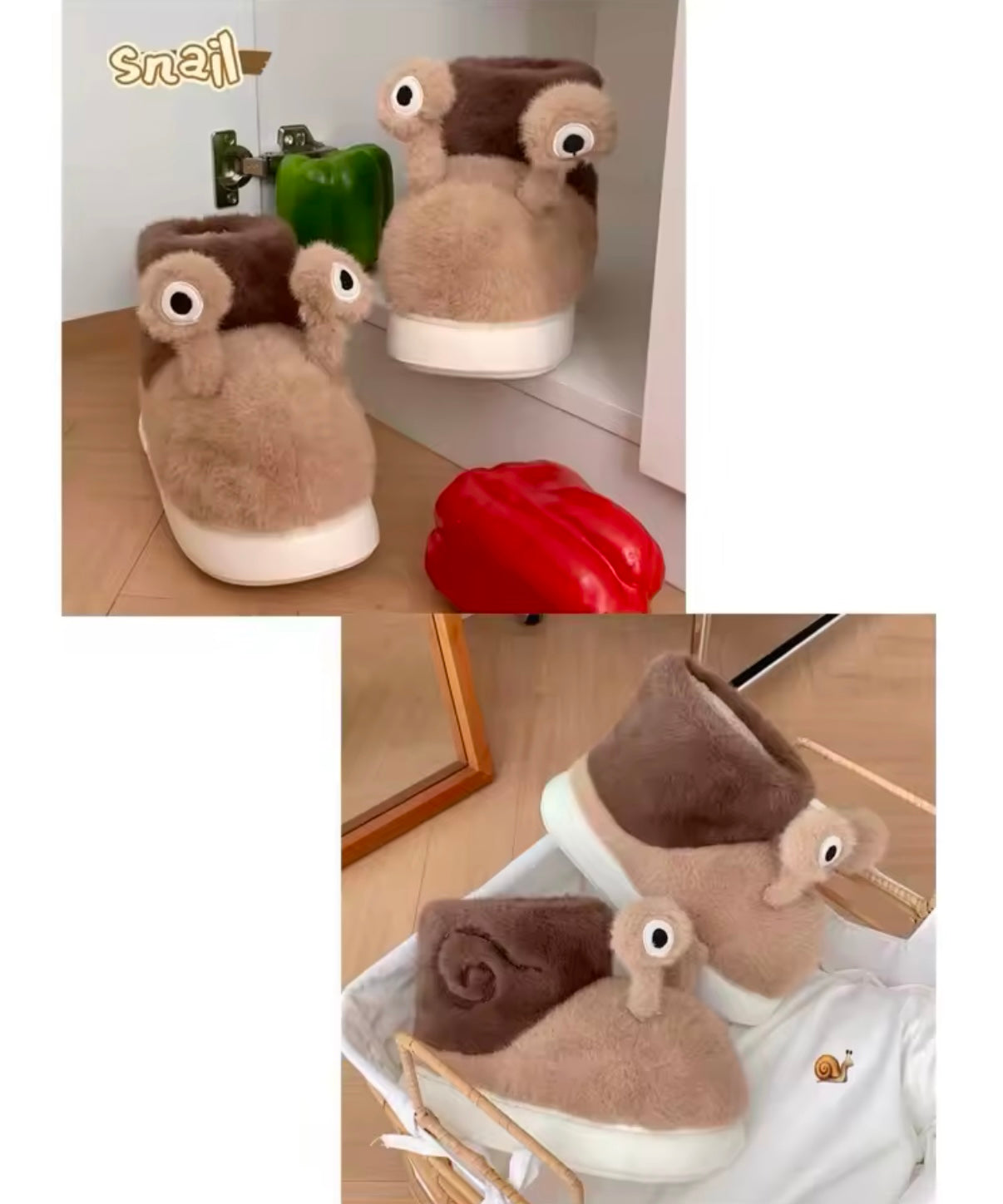 Schnecken-Plüsch-Hausschuhe – Warm, Weich & Zum Verlieben 🐌