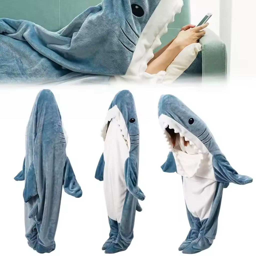 Cozy Shark Hoodie-Decke 🦈