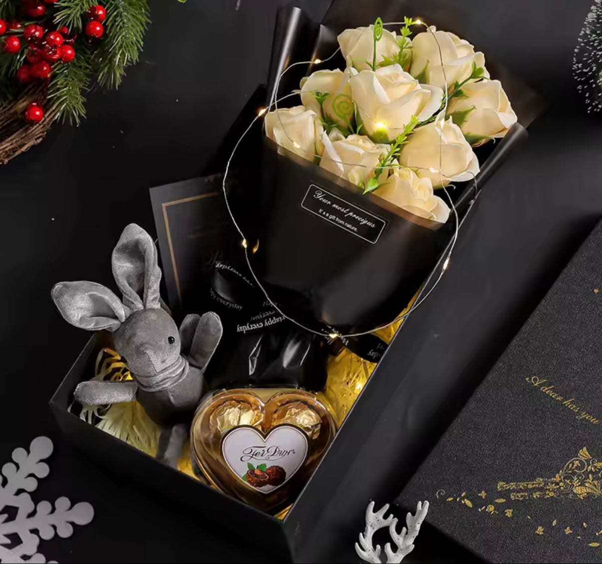 Romantischer Seifen-Rosenstrauß (9 Rosen) – Ewige Blumen