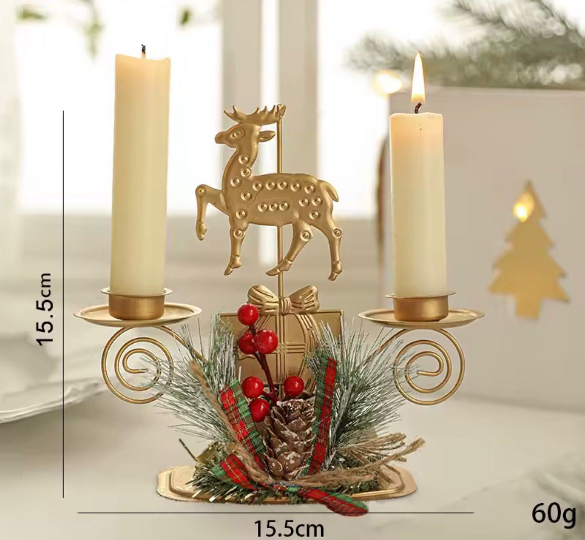 Goldene Weihnachts-Kerzenhalter 🕯️✨ – edler Look, stabil