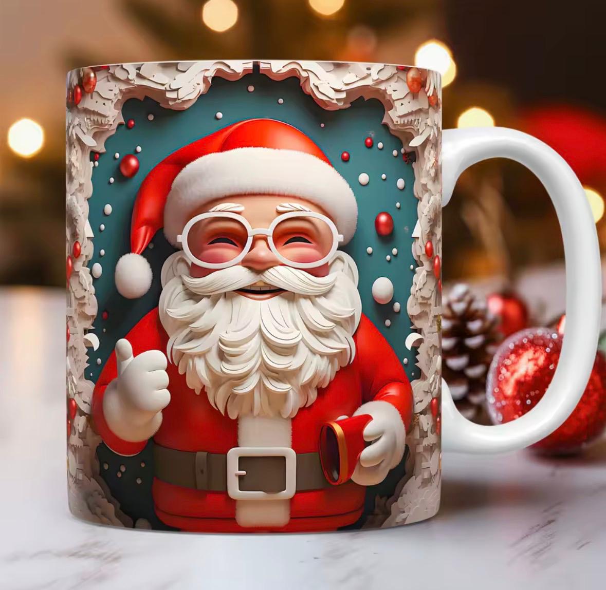 Weihnachtsmann Keramik-Tasse (3D)