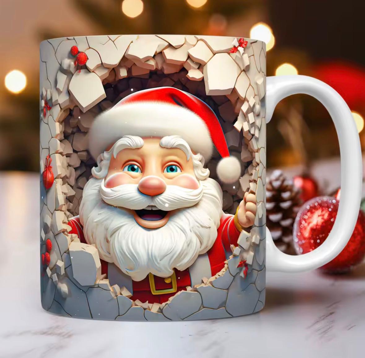 Weihnachtsmann Keramik-Tasse (3D)