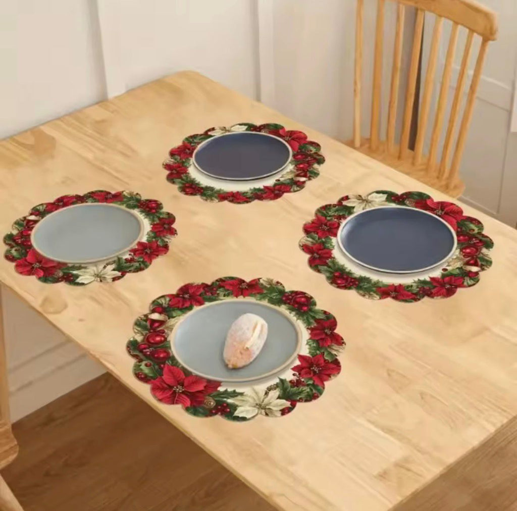 🎄 Weihnachts-Tischsets (4er-Set) – rutschfest & hitzebeständig