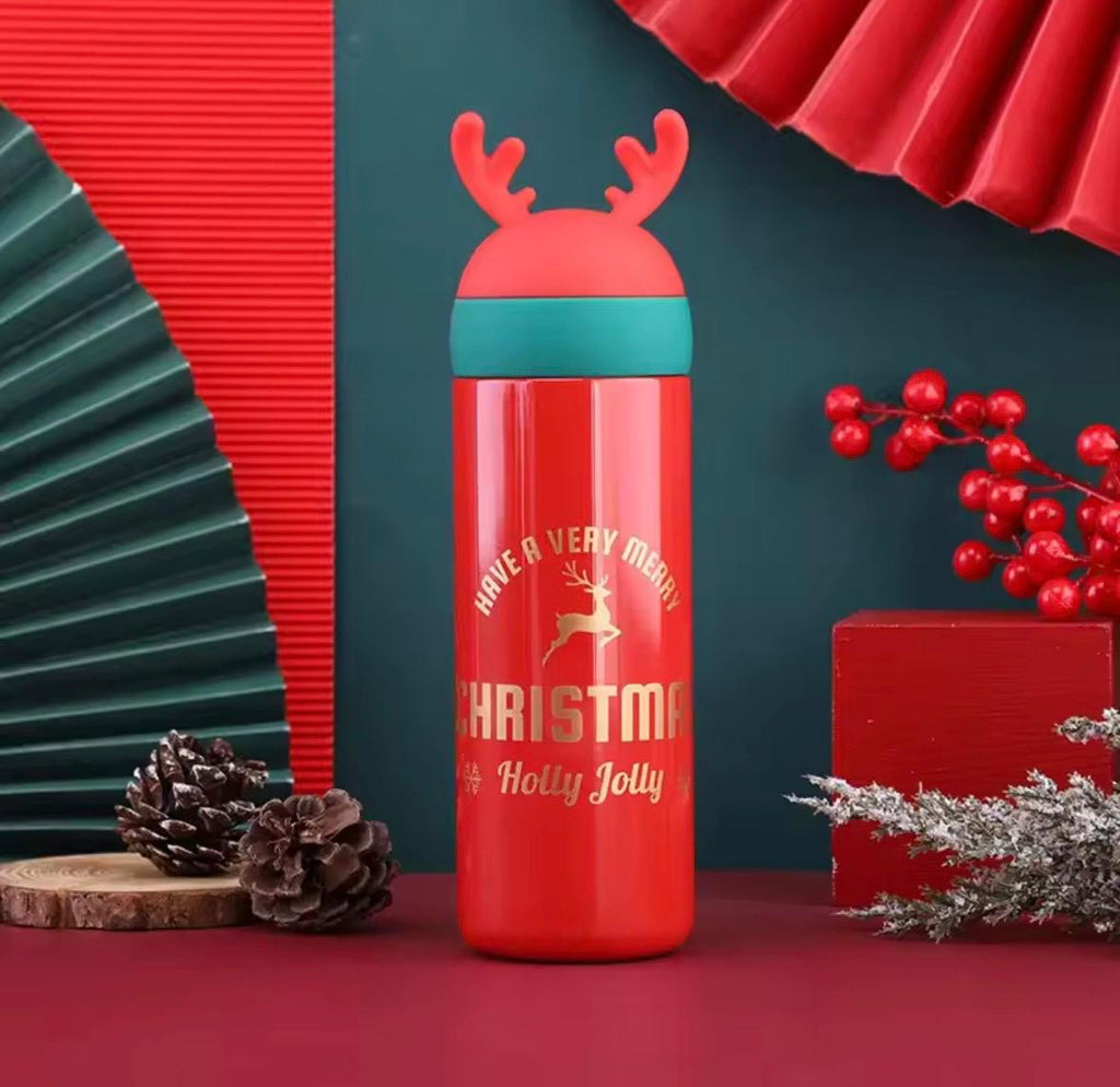 🎄 Weihnachts-Thermobecher „Geweih“ – 300/330 ml, Edelstahl, auslaufsicher