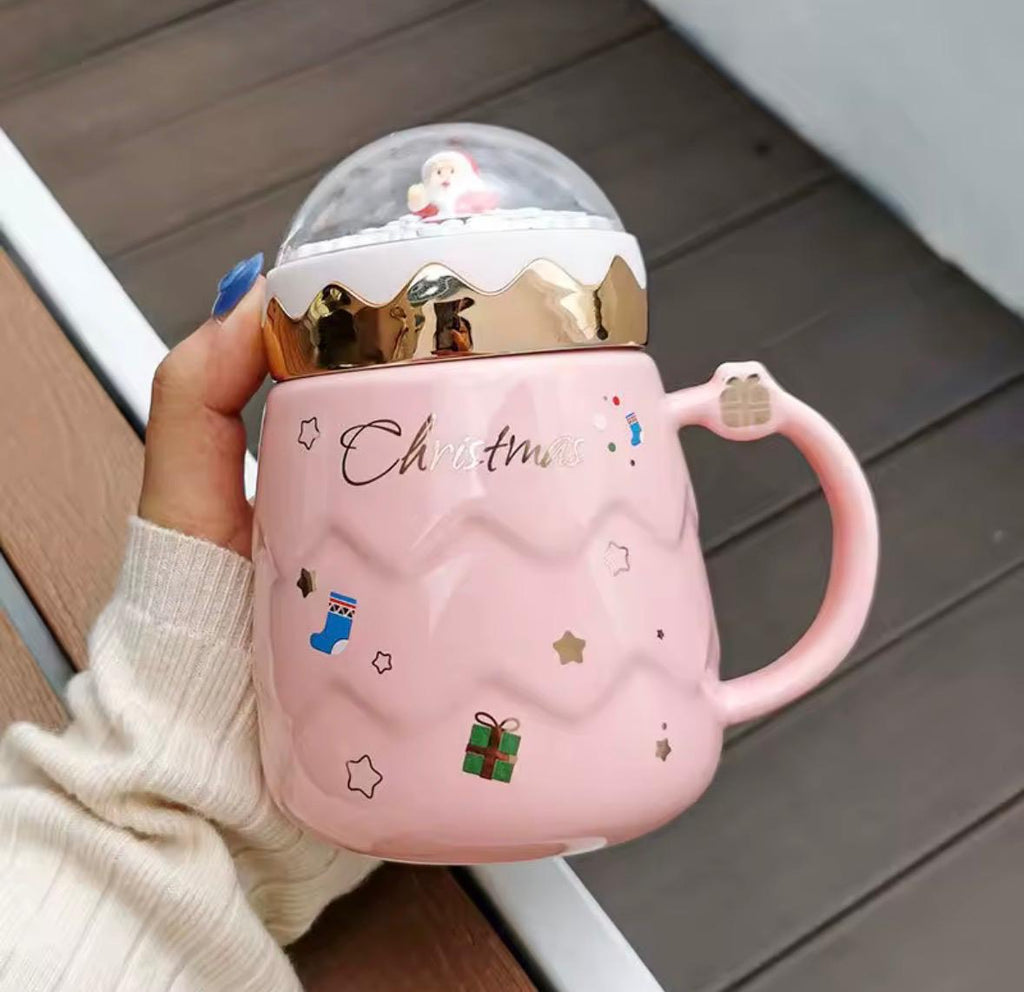 🎄 Weihnachtsbecher – Keramik mit Deckel
