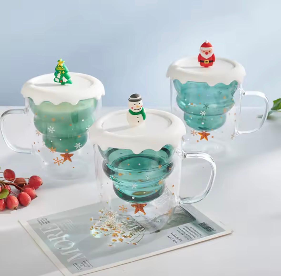 Weihnachtsbaum-Glas (doppelwandig) mit Deckel