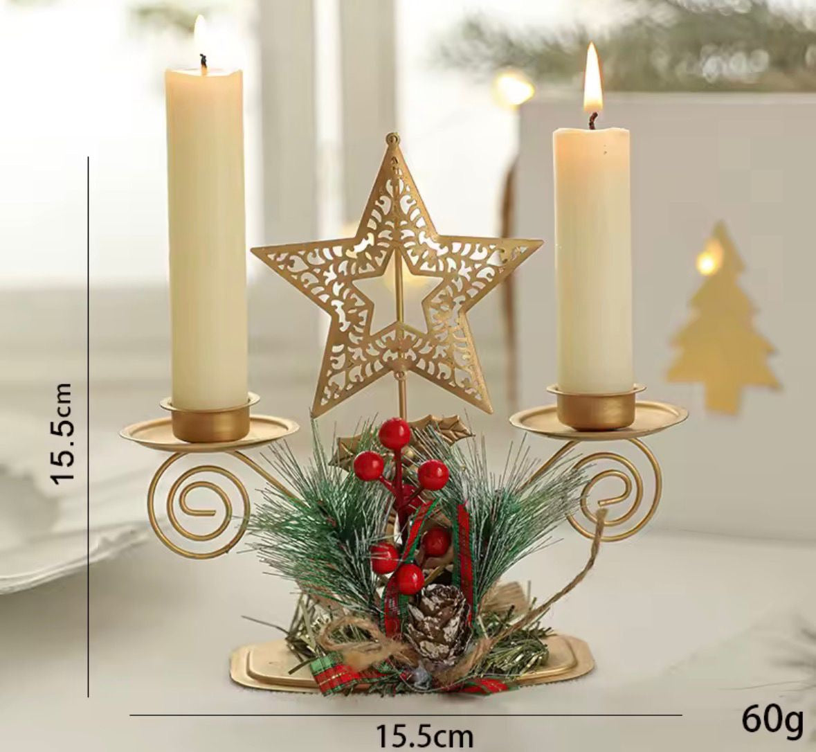 Goldene Weihnachts-Kerzenhalter 🕯️✨ – edler Look, stabil