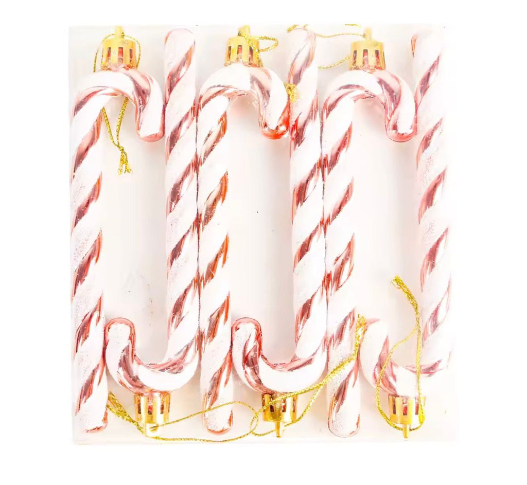 Zuckerstangen Anhänger 🍭🎄 – 6er-Set, bruchsicher