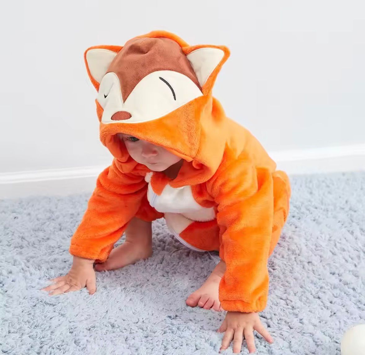 Kuscheliger Plüsch-Overall für Babys & Kleinkinder: warm gefüttert, kapuze mit Ohren