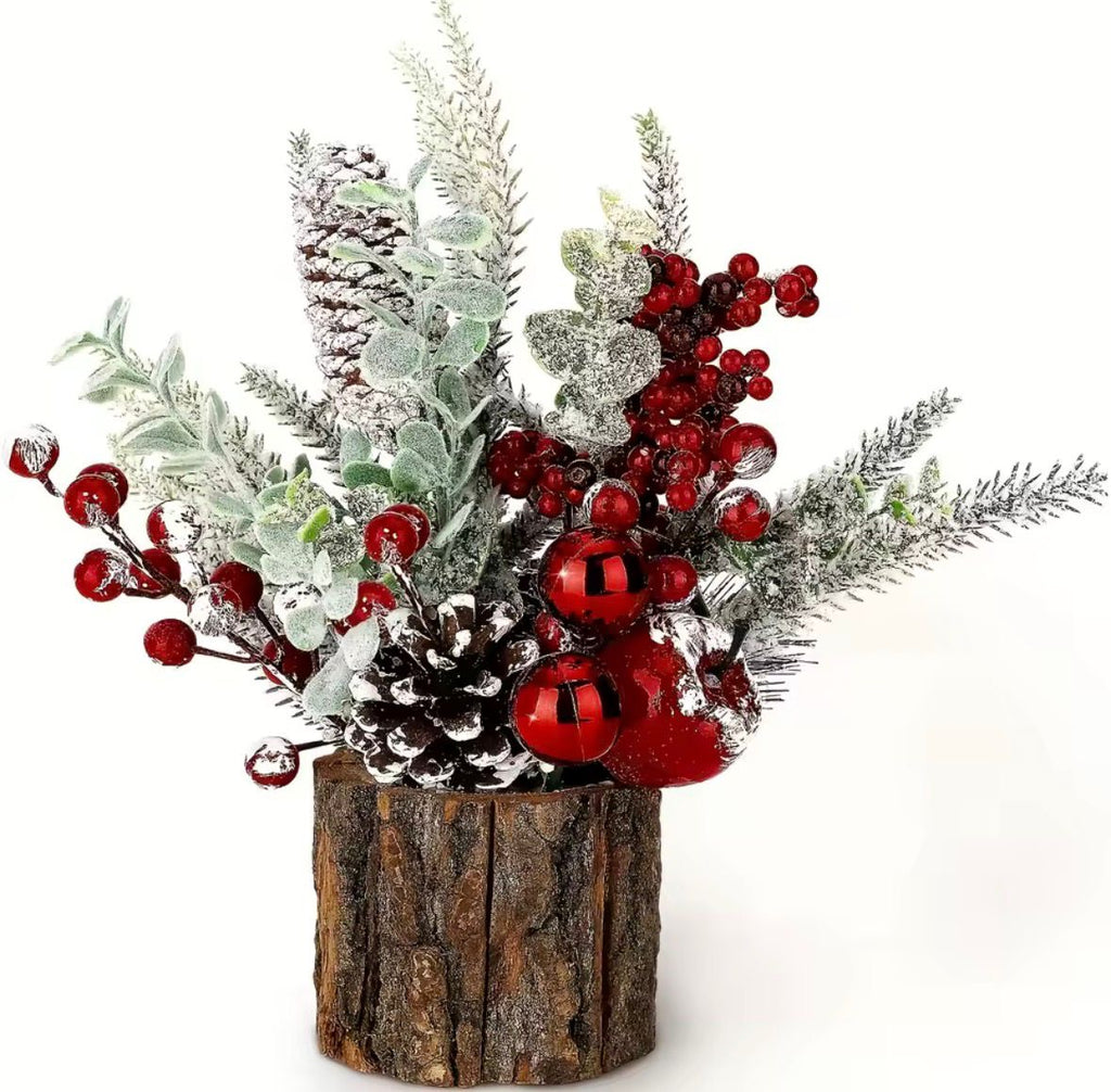 Sofort festliche Tischdeko 🎄 – Mini-Weihnachtsbaum mit Beeren & Zapfen
