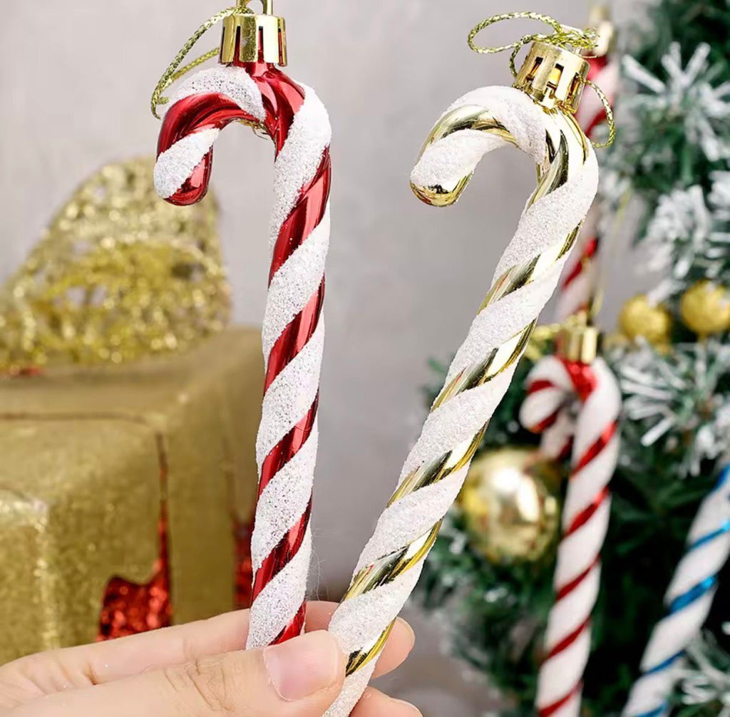 Zuckerstangen Anhänger 🍭🎄 – 6er-Set, bruchsicher