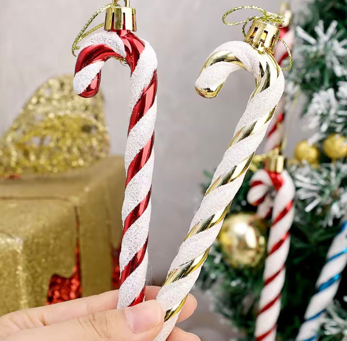 Zuckerstangen Anhänger 🍭🎄 – 6er-Set, bruchsicher